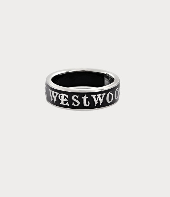 Vivienne Westwood Conduit Street Ring in PLATINUM/BLACK Enamel